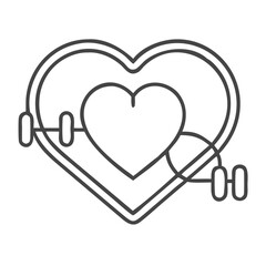 A graphic illustration of a heart encased in a larger heart, complemented by a dumbbell representing fitness and health.