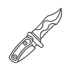 Obraz premium A detailed line drawing of a knife with a serrated edge and decorative handle.