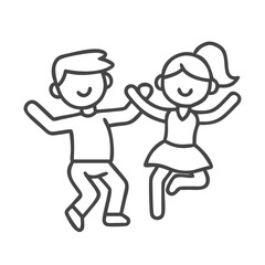 Cheerful children enjoying a jump together, expressing happiness and friendship.