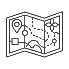 Illustration of a folded map featuring navigation symbols and routes.
