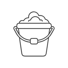 A simple outline of a bucket filled with fluffy clouds, symbolizing creativity and imagination.