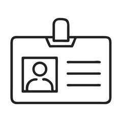 Obraz premium A simple line drawing of a blank ID badge with a photo section and space for personal details.