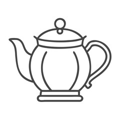 A classic, elegant teapot illustration featuring a smooth, curved design.