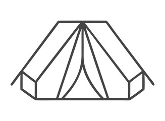 A minimalist outline of a camping tent, perfect for outdoor adventures.