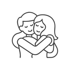 A couple embracing, showcasing love and affection, depicted in a minimalistic line art style.