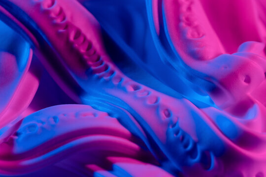 Colorful abstract neon landscape created with shaving cream