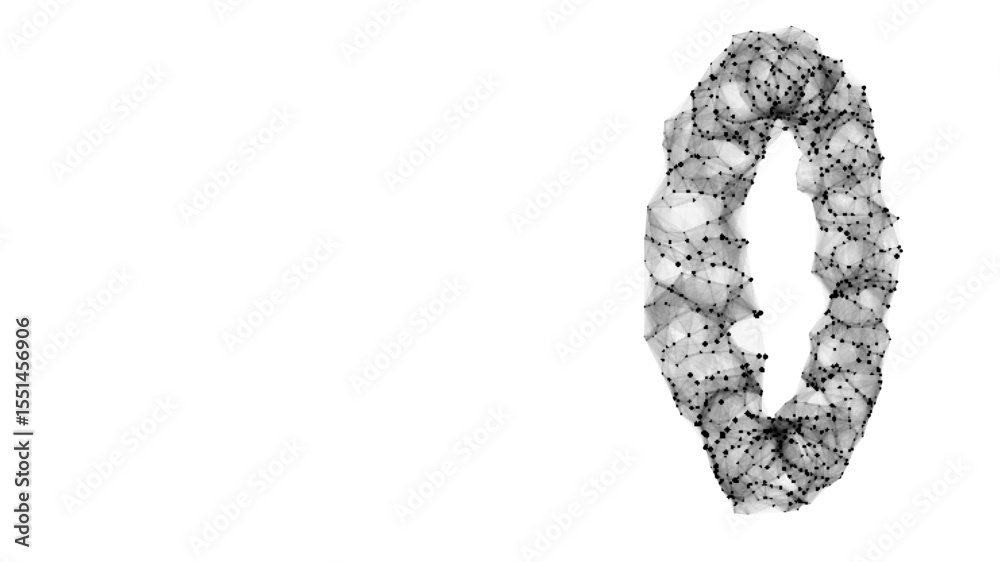 Poster sci-fi white torus with particles and lines. concept network connection. vector frame torus. abstrac