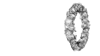 Sci-fi white torus with particles and lines. Concept network connection. Vector frame torus. Abstract technology background.