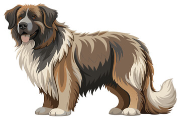 Majestic Bernese Mountain Dog Standing Tall with a Friendly Demeanor and Luxuriously Detailed Fur Texture Against a White Background