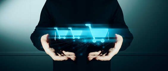 hand of businessman interactive touching a holographic of transaction financial network data...