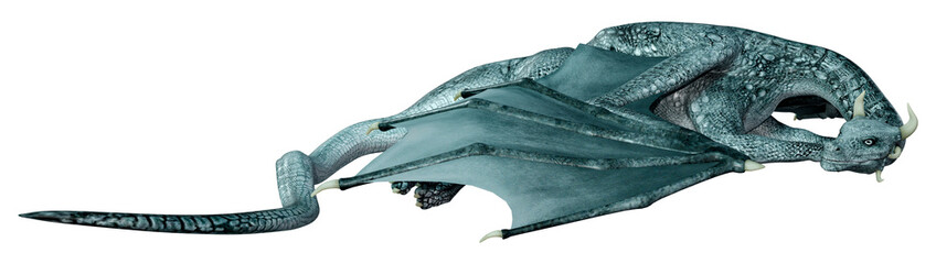 3D Rendering Fairy Tale Dragon on White