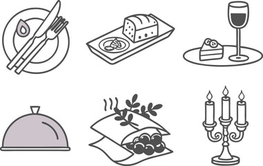 Fototapeta premium Hand Drawn Thanksgiving Icons for Autumn and Holiday Design Projects. Festive Thanksgiving Icon Collection for Seasonal Graphic Needs. Thanksgiving Symbol Set Ideal for Holiday Cards and Posters