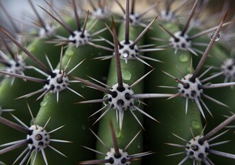 Close-up of a Cactus with Dew Drops