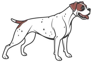 Elegant Boxer Dog Illustration Captivating Canine Art with a White Coat and Brown Markings Standing Tall in Artistic Expression