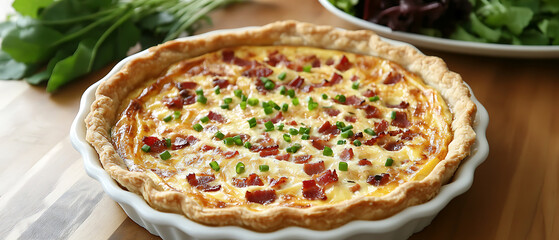 Freshly Baked Quiche with Crispy Bacon and Chives