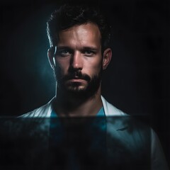 Fototapeta premium Doctor examining an X ray with a serious expression