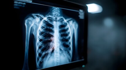 Digital medical display showing a simplified skeletal scan