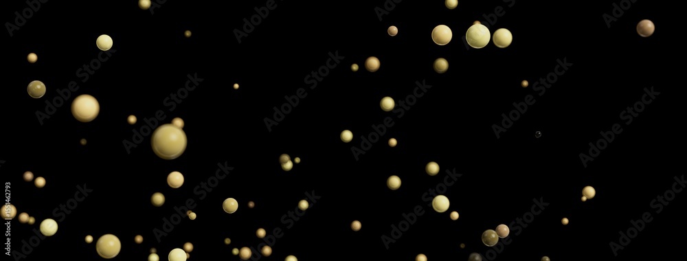 Poster abstract stock photo of beige spheres floating in a dark background. perfect for websites, presentat