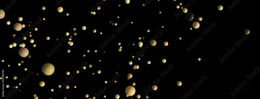 Poster beautiful abstract background image featuring numerous golden and beige spheres floating against a b
