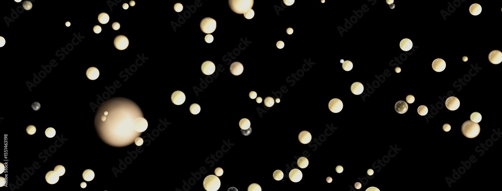 Aufkleber Abstract background image of beige pearls floating on a black background. Perfect for elegant designs.