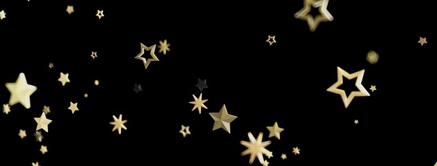 Elegant festive background with gold stars on black. Perfect for holidays, celebrations, and more.