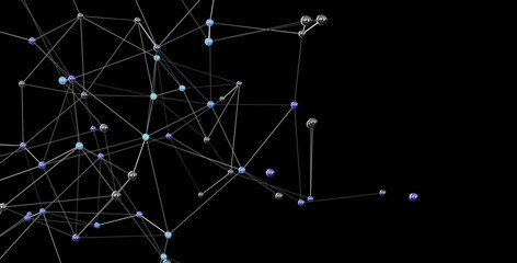 3D rendering of a complex network. Ideal for tech, AI, and connection concepts.