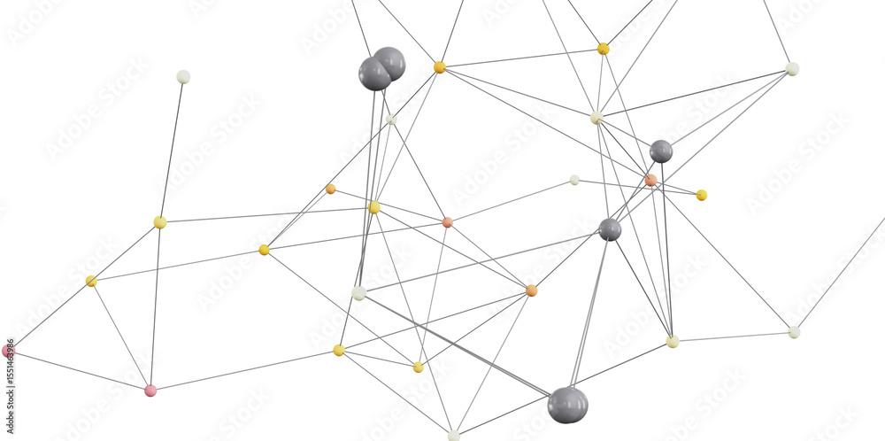 Poster Complex network visualization with interconnected nodes. Ideal for technology, communication, and connection concepts.