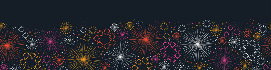 Fun hand drawn doodle fireworks, seamless pattern, great for textiles, wrapping, banner, wallpapers - vector design