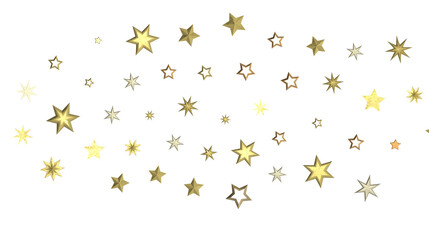 Stars - Banner with golden decoration. Festive border with falling glitter dust and stars.