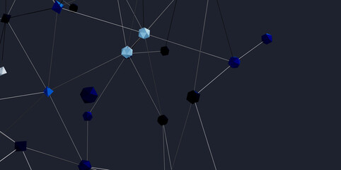 Digital network connection concept. Abstract background with geometric shapes and lines. Technology...