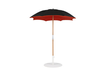 Red and black beach umbrella isolated on white