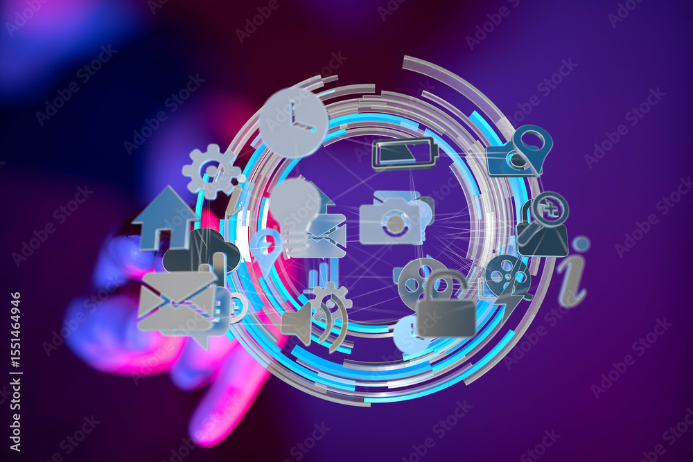 Leinwandbilder abstract digital technology background with icons. perfect for tech, data, and network concepts.