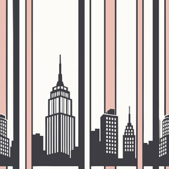 Minimalist new york city skyline vector illustration with elegant geometric pattern design backdrop