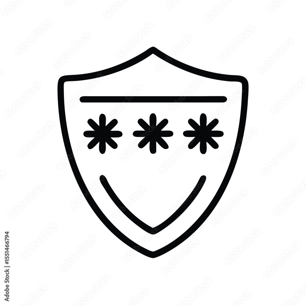 Poster password security shield icon for secure login and account protection with strong authentication met