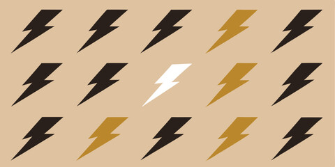 Obraz premium Repetitive arrangement of geometric lightning bolts in gold and white colored in beige background