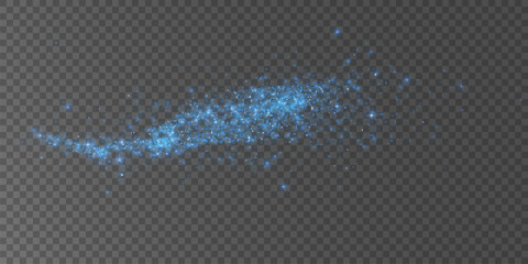 Naklejka premium Magical Christmas Spark with Blue Glow, Fairy Shine, and Isolated Gold Particles on Transparent Vector Background.