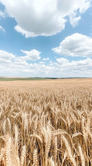 Golden Wheat Field Blue Sky Clouds Agriculture Landscape