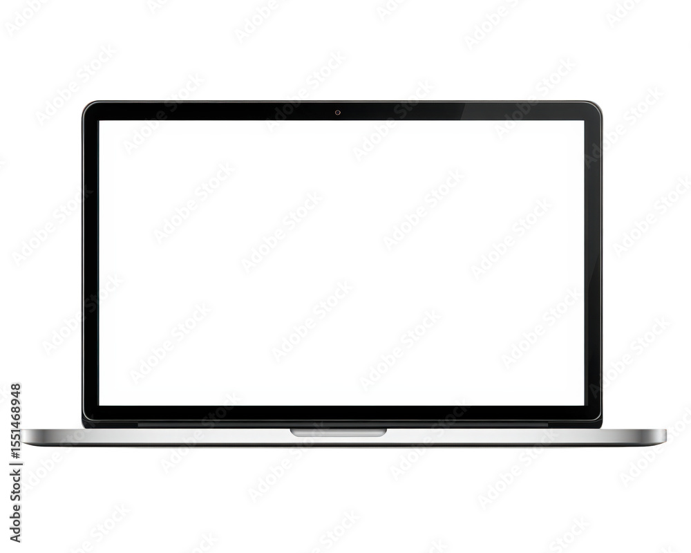 Poster laptop computer digital blank white screen isolated technology device modern workspace object displa