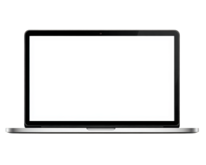 Laptop computer digital blank white screen isolated technology device modern workspace object display portable electronic minimalist front view clean empty background office internet business work