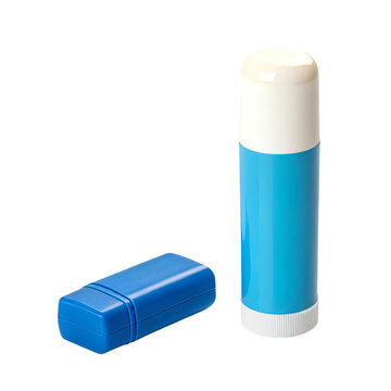 Glue Stick with Open Cap PNG Paper Adhesive Isolated on White Background

