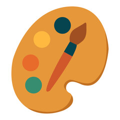Artist Paintbrush and Color Palette Icon in Flat Design Style