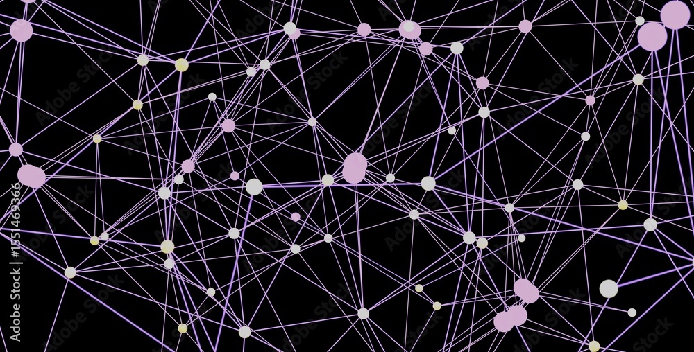 Poster Stock photo of an abstract network visualization with interconnected nodes and lines.