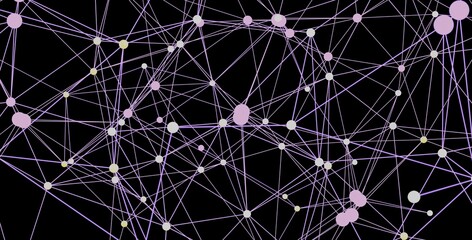 Stock photo of an abstract network visualization with interconnected nodes and lines.
