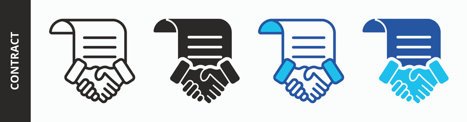 Contract icon illustration concept with mixed style