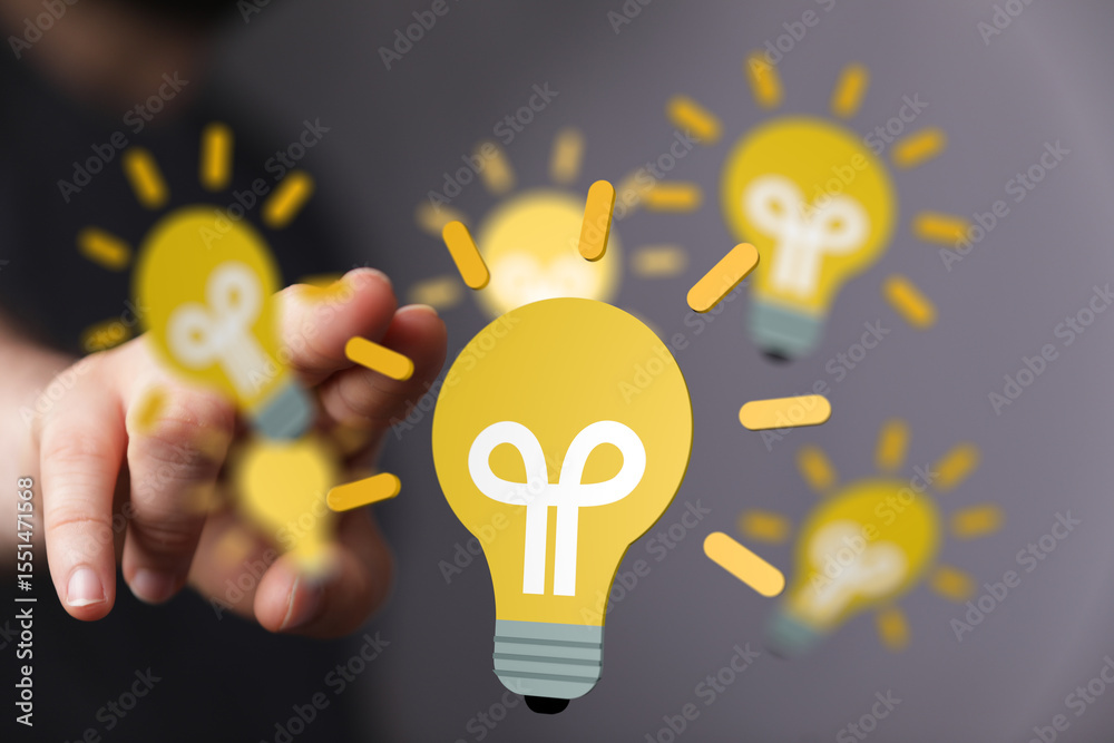 Poster conceptual image of choosing the best idea. innovation, creativity, solution.