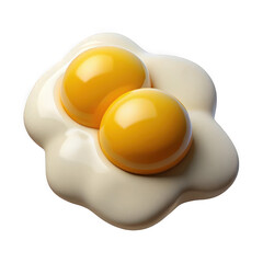 Close up of a perfectly cooked fried egg with two yolks on a black background