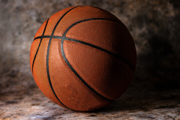 Close-up of basketball leather, studio light.