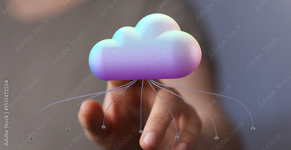 Aufkleber High-quality image depicting cloud computing, data access, and network connectivity.