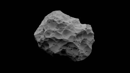 Asteroid Isolated on Black Background – Space Rock in Detail