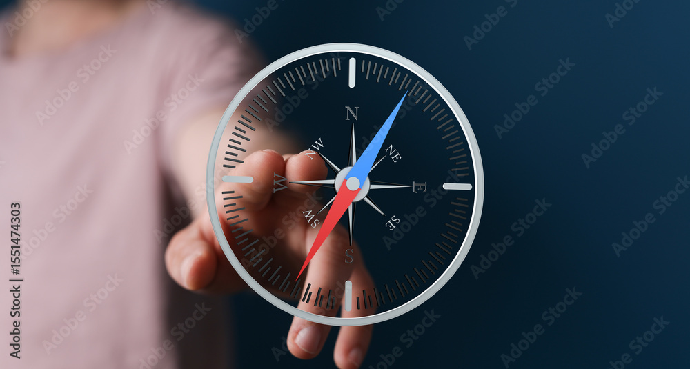 Poster Find your direction with this digital compass.  Ideal for navigation, exploration, and direction concepts.